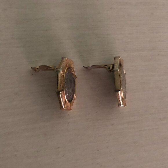 Vintage French Republique Francaise Coin Gold Tone Clip On Earrings Large - Picture 7 of 9